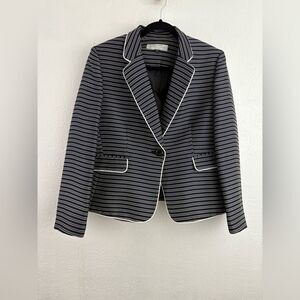 Tahari blue and black striped jacket coat size 12p